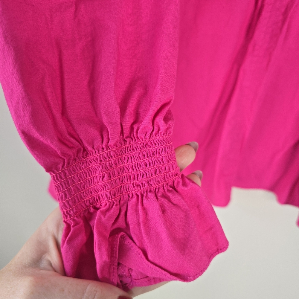 Pomander Place Easton Pink Long Sleeve V Neck Cotton Blouse XL - Picture 6 of 12